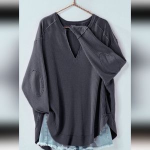 Waffle dolman long sleeve top